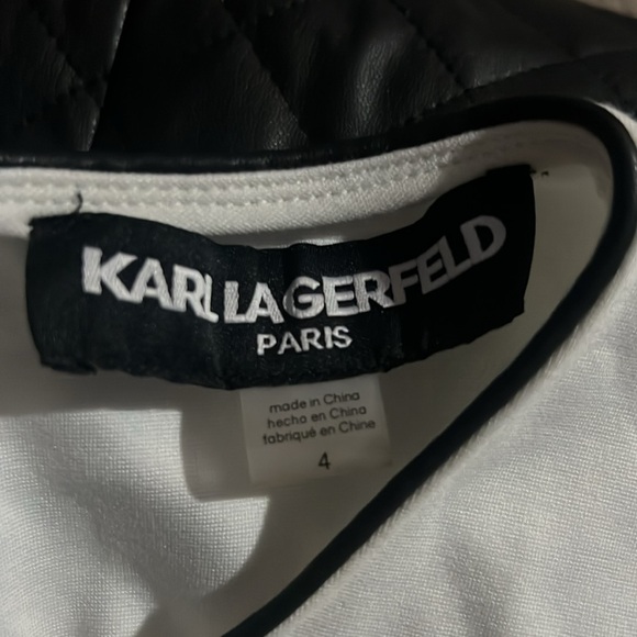 Karl Lagerfeld Paris Quilted Faux Leather Combo Dress SoftWhite/Black Size 4 NWT Karl Lagerfeld Paris Quilted Faux Leather Combo Dress SoftWhite/Black Size 4 NWT